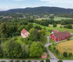 Dronebilde av Asker prestegård