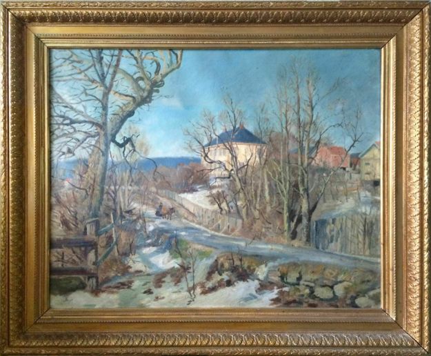 Maleri m ramme i gull av kjent kunstner