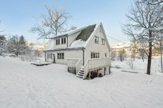 trehus i vinterlandskap