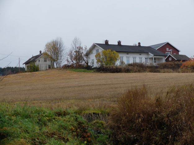 Storgård med jorde i forgrunnen, låve og våningshus